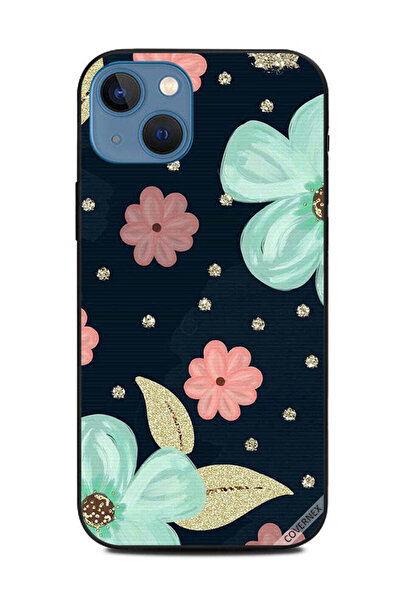 Covernex غطاء حماية لهاتف أبل آيفون 13 - زهور خضراء ووردية