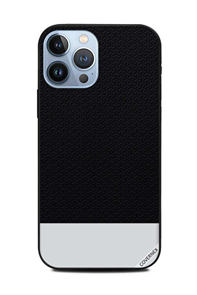 Covernex غطاء حماية لهاتف Apple iPhone 13 Pro Max بنمط جلدي أسود وفضي