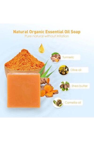 Bonjour 2PCS Organic Turmeric Soap for Dark Spots Acne, Turmeric Soaps for Skin Brightening and Clearing For