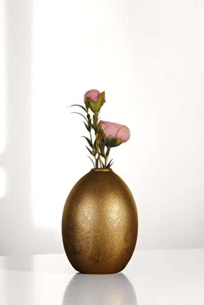 Evene Vazo Küçük Vazo Masa Üstü Vazo Ev Dekorasyon Vazo Altın Eskitme Renk Model 70