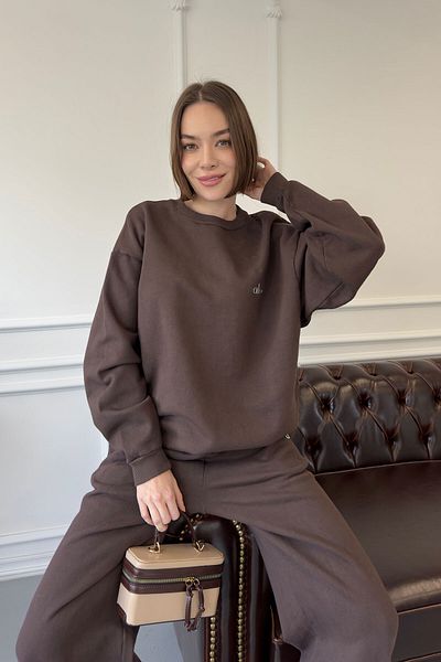 MAGARDE Кафяв суичър с кръгло деколте
