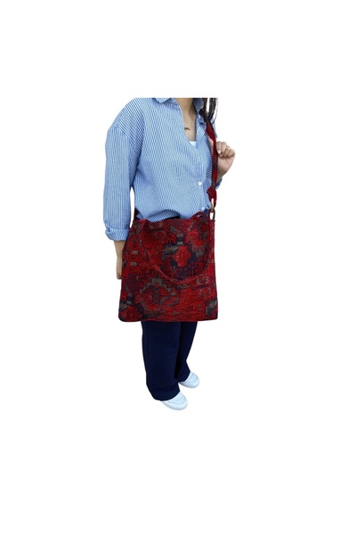 HHKARTS Red Ethnic Fabric Shoulder Bag