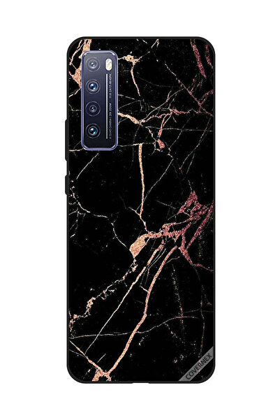 Covernex Protective Case Cover For Huawei Nova 7 Racked Black Marble Pattern