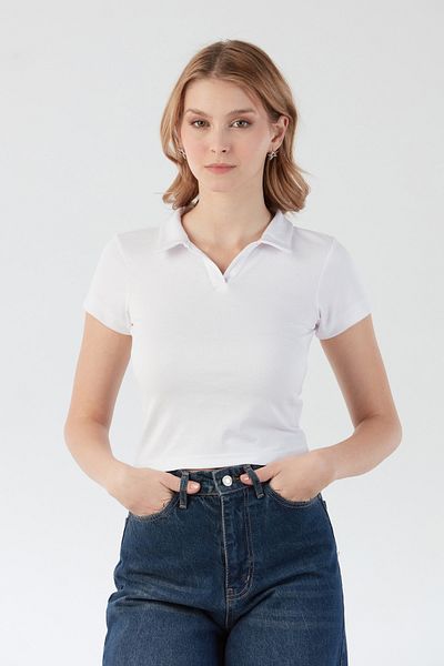 Fulla Moda Basic Polo T-Shirt με λαιμόκοψη
