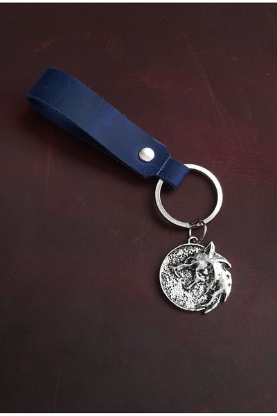 BSN Store Wolf Dragon Figure Genuine Leather Keychain Gift Keychain