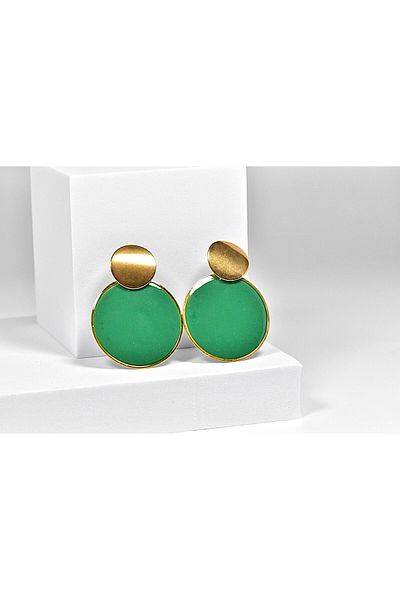 NARRU NARRU handmade earrings, round, green and gold, Asha 27