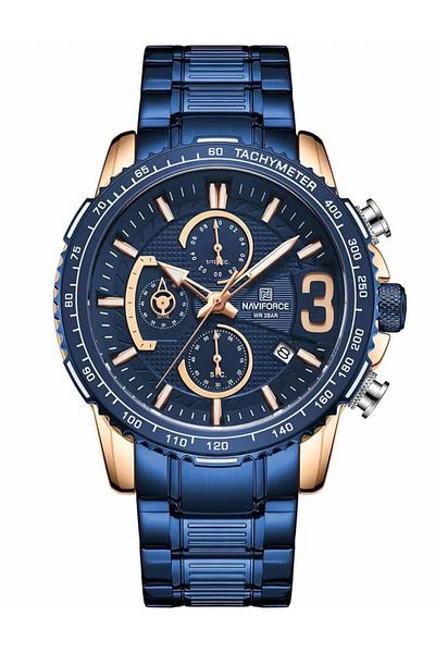 Naviforce Men's Luxury Chronograph Watch – 45mm Stainless Steel Strap, Water Resistant