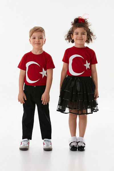 Fulla Moda Turkish Flag Printed Unisex Kids T-Shirt
