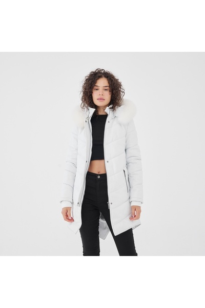 TOGO Beyaz Hakiki Deri Kadın Mont [810050]