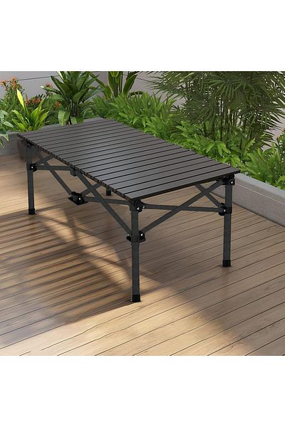 Taimi Folding Camping Table, Portable Aluminum Folding Table Black - Size 120 * 55 * 62cm