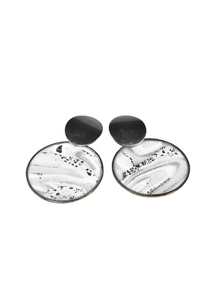 NARRU NARRU handmade earrings, round, white, translucent and silver, Asha 19