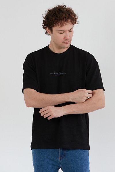 Fulla Moda Μπλουζάκι με ανάγλυφο τυπωμένο ύφασμα βάφλα με λαιμόκοψη