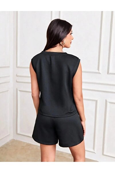 TONFİX LİFE Kadın Siyah Likralı Esnek Ter Tutmayan Rahat Giyim Mevsimlik Şort TONFİX