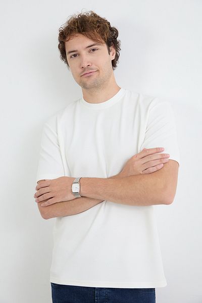 Fulla Moda Βασικό μπλουζάκι Jacquard Crew Neck