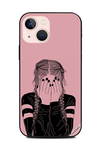 Covernex غطاء حماية لهاتف أبل آيفون 13 ميني فتاة حزينة وردي وأسود