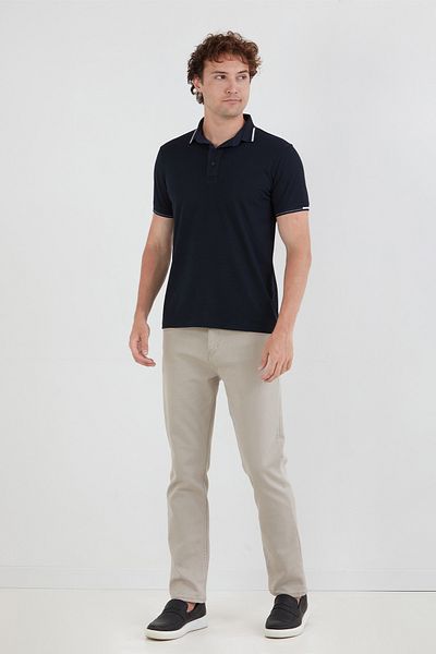 Fulla Moda Βασικό μπλουζάκι με μισό κουμπί Polo Neck Slim Fit