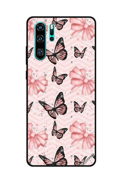 Covernex غطاء حماية لهاتف هواوي بي 30 برو - فراشات باللونين الأسود والخوخي