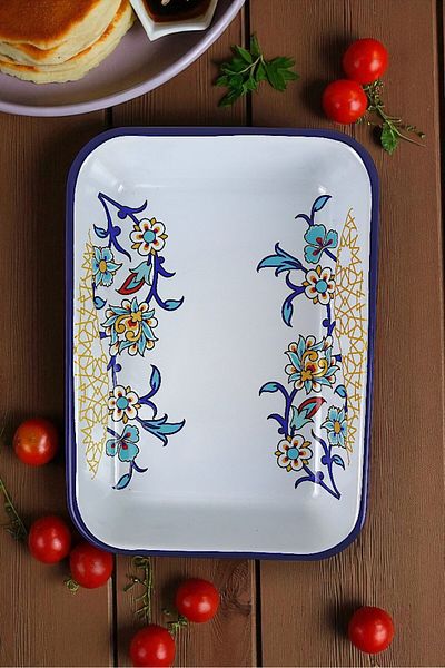 İnci Emaye No 28 Enamel Rectangle Plate Dish Breakfast Camping Picnic