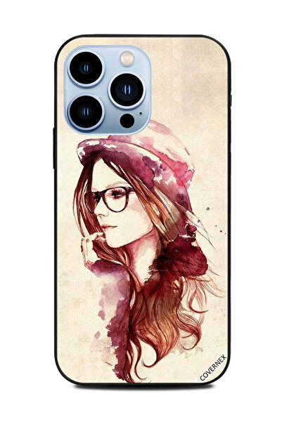 Covernex غطاء حماية لهاتف Apple iPhone 13 Pro بتصميم فتاة لطيفة وقبعة وزجاج