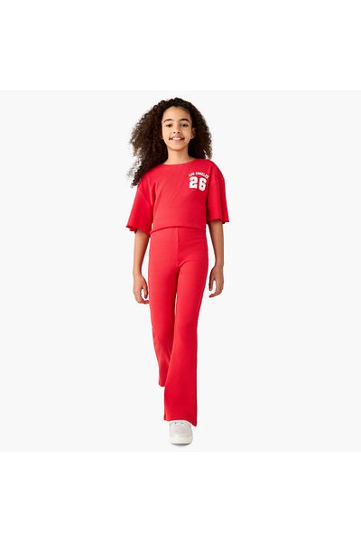 Juniors Ribbed Flared Leggings with Elasticated Waistband