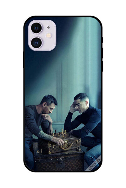 Covernex غطاء حماية لهاتف أبل آيفون 11 ميسي ضد رونالدو يلعبان الشطرنج