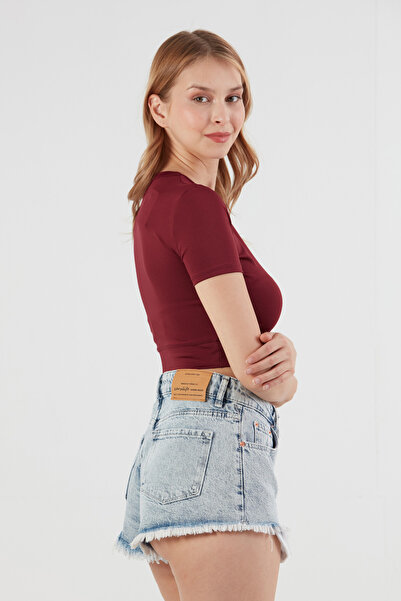 Fulla Moda Basic Μπλουζάκι Κρου Νεκ Crop