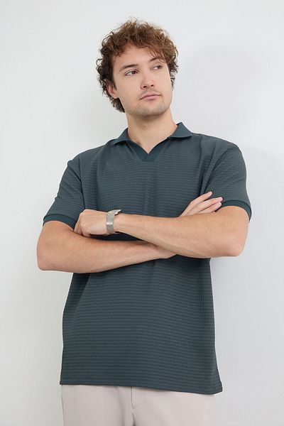 Fulla Moda Tricou de bază din jacquard cu gât polo