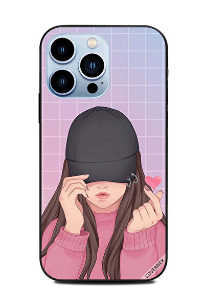 Covernex غطاء حماية لهاتف Apple iPhone 13 Pro Snap Love Black Cap Girl