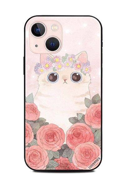 Covernex غطاء حماية لهاتف Apple iPhone 13 Mini بنقشة زهور القطة