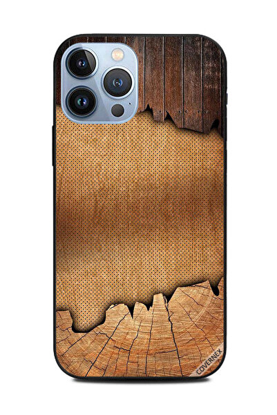 Covernex غطاء حماية لهاتف Apple iPhone 13 Pro Max بنمط خشبي عتيق وقماش منقط