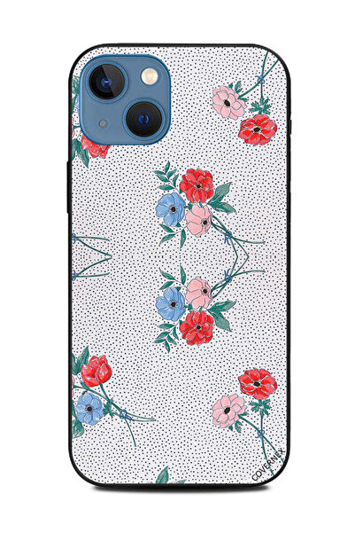 Covernex غطاء حماية لهاتف Apple iPhone 13، وردي، أحمر، أزرق، زهور على نقاط