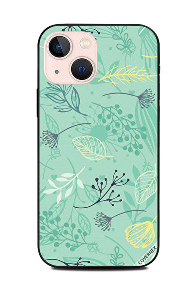 Covernex غطاء حماية لهاتف Apple iPhone 13 Mini بنقشة زهور باللون الأخضر البحري