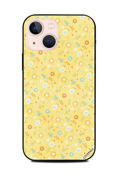 Covernex غطاء حماية لهاتف أبل آيفون 13 ميني، طباعة زهور صغيرة باللون الأصفر