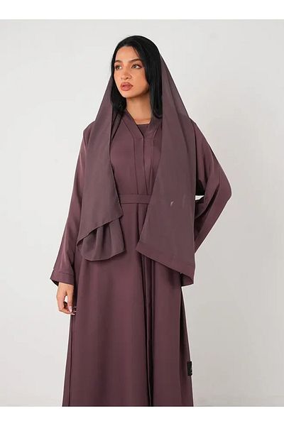 Jameela Purple Classic Open Abaya 3 pieces Set