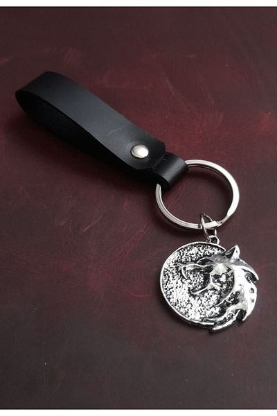 BSN Store Wolf Dragon Figure Genuine Leather Keychain Gift Keychain