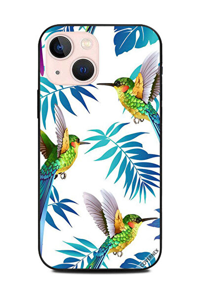 Covernex غطاء حماية لهاتف أبل آيفون 13 ميني - طيور لطيفة وأوراق كبيرة