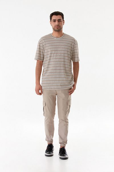 Fulla Moda Μπλουζάκι με ριγέ Jacquard Crew Neck