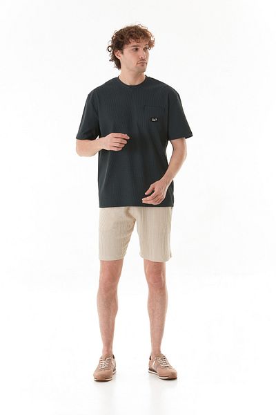 Fulla Moda Tricou de bază Jacquard cu buzunar cu decolteu rotund