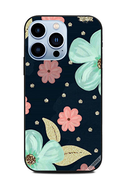 Covernex غطاء حماية لهاتف Apple iPhone 13 Pro زهور خضراء ووردية