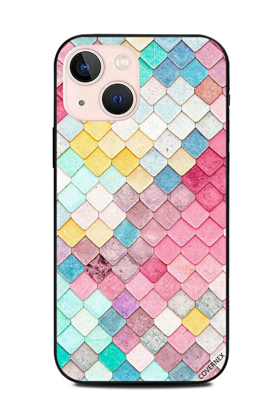 Covernex غطاء حماية لهاتف أبل آيفون 13 ميني، بنقشة أشكال متعددة الألوان وردية