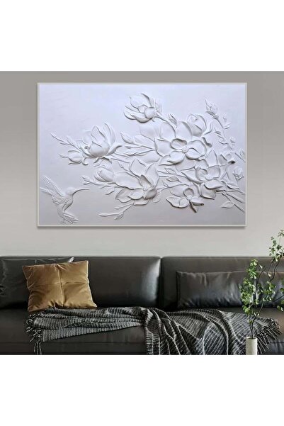 SND Canvas Wall Art Print Gypsum Board Design with Hollow Silver Frame