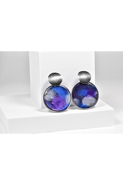 NARRU NARRU handmade earrings, round, blue, purple and silver, Asha 25