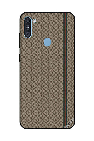 Covernex غطاء حماية لهاتف سامسونج جالاكسي A11 بخطوط حمراء وخضراء على نمط بني