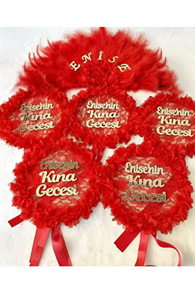 Evsay Gelin Yelpazesi ve Gelin tefi Kına Malzemesi 1 Yelpaze 5 Adet Tef Kına ...