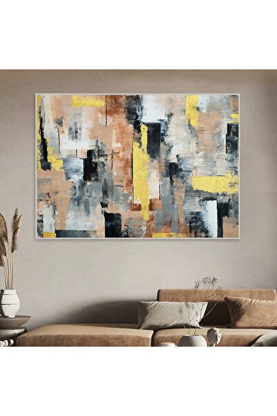 4gdran لوحة قماشية بتصميم الفن التشكيلي مع برواز فضي مجوف