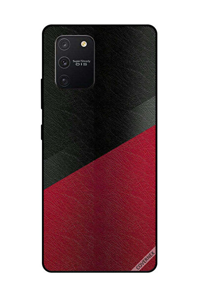 Covernex غطاء حماية لهاتف سامسونج جالاكسي S10 لايت بنقشة جلد أسود وأحمر