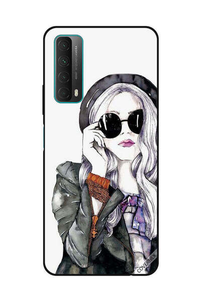 Covernex غطاء حماية لهاتف هواوي Y7A/P Smart 2021 أسود زجاجي أنيق بتصميم فتاة ...