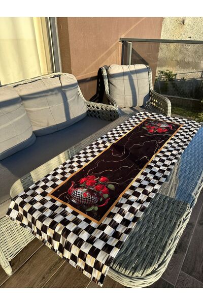 Karam Home 140x50 cm Rose Serisi Damalı Runner