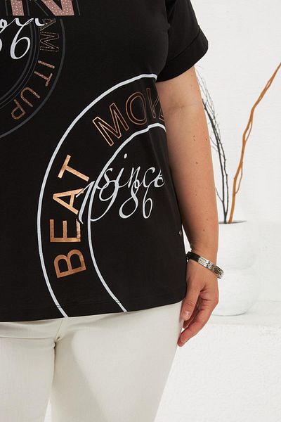 RMG Beat Move Printed Plus Size T-Shirt Black