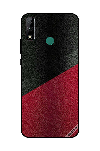 Covernex غطاء حماية لهاتف هواوي Y8S بنمط جلدي أسود وأحمر